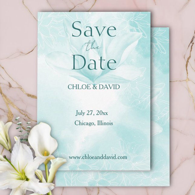 Ethereal Magnolia Flower, Flat Save The Date Card (Creator Uploaded)