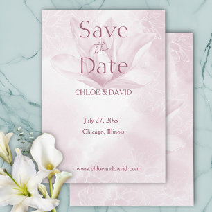 Ethereal Magnolia Flower, Flat Save The Date Card