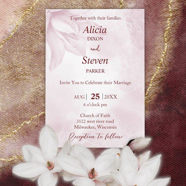 Ethereal Magnolia Flower, Wedding  Invitation (Creator Uploaded)
