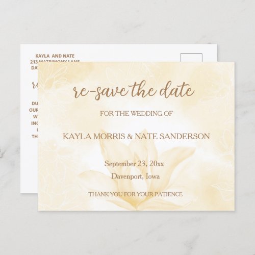 Ethereal Magnolia Flower Wedding Re Save the Date Postcard