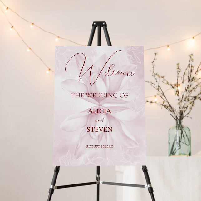 Ethereal Magnolia Flower, Wedding Welcome Foam Board (In Situ (Stand))