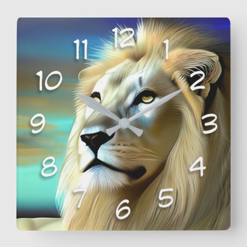 Ethereal  Majestic Lions Square Wall Clock