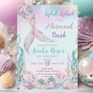 Ethereal Mermaid Bash Under the Sea Pool Birthday  Invitation