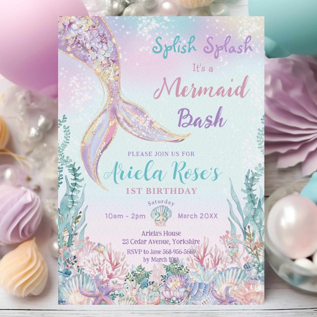 Ethereal Mermaid Bash Under the Sea Pool Birthday  Invitation (Creator Uploaded)