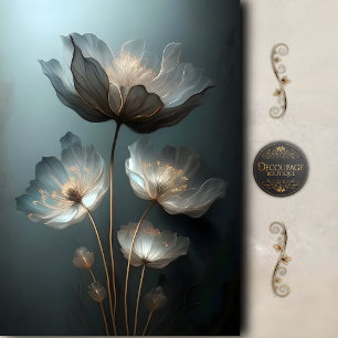 Ethereal Midnight Bloom Decoupage Tissue Paper