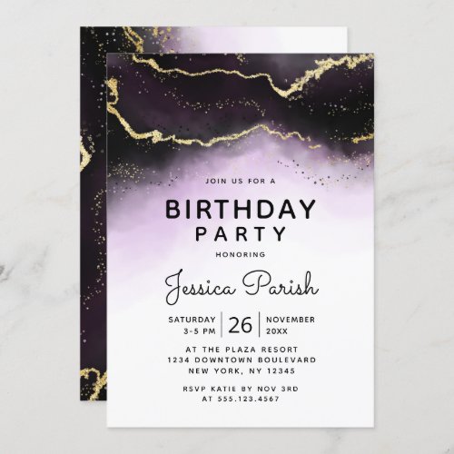 Ethereal Mist Ombre Amethyst Purple Birthday Party Invitation