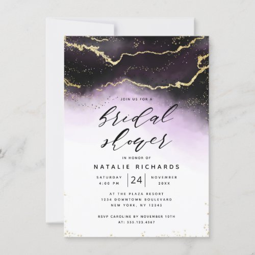 Ethereal Mist Ombre Amethyst Purple Bridal Shower Invitation