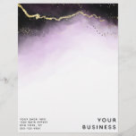 Ethereal Mist Ombre Amethyst Purple Custom Shop Letterhead<br><div class="desc">Ethereal Mist Ombre Amethyst Purple Watercolor Moody Design with hand painted watercolor misty wash fading background texture, gold foil look veining lines, and trails of confetti dots and edges. A trendy and Modern Look for any season, with soft dreamy color palette : Black, Ultra Violet, purple, White, and gold, with...</div>