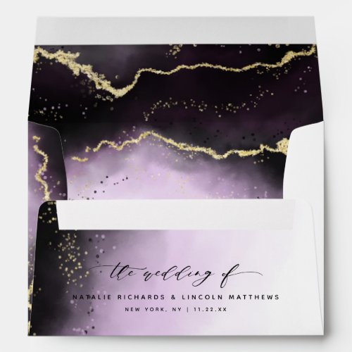 Ethereal Mist Ombre Amethyst Purple Moody Wedding Envelope