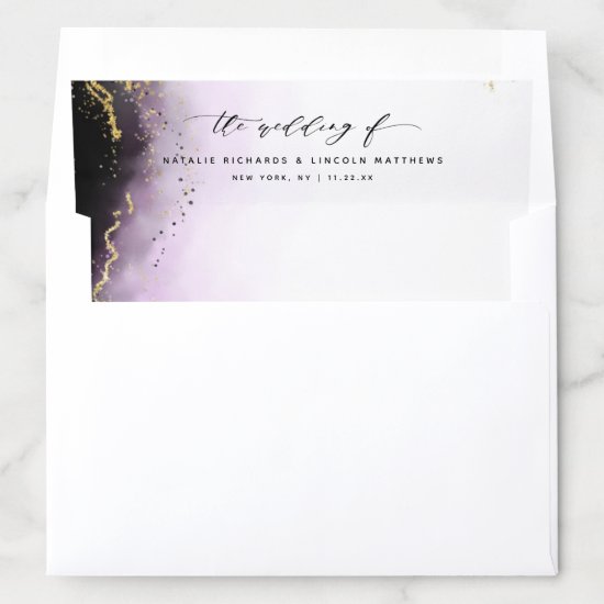 Ethereal Mist Ombre Amethyst Purple Moody Wedding Envelope Liner
