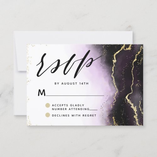 Ethereal Mist Ombre Amethyst Purple Moody Wedding RSVP Card