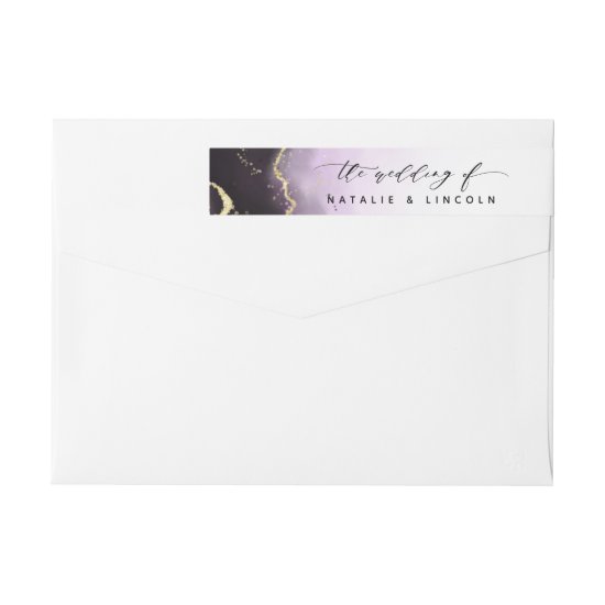 Ethereal Mist Ombre Amethyst Purple Moody Wedding Wrap Around Label