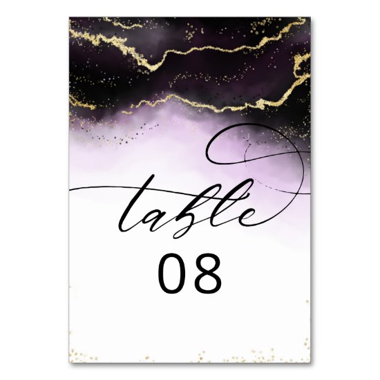 Ethereal Mist Ombre Amethyst Watercolor Wedding Table Number