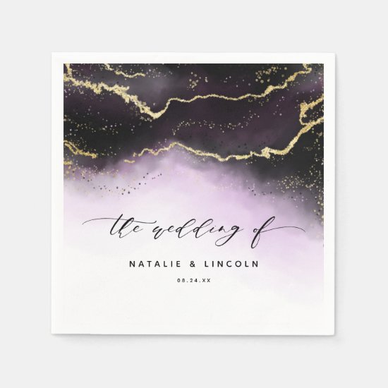 Ethereal Mist Ombre Amethyst Wedding Monogram Napkin