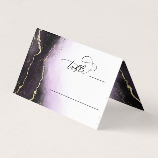 Ethereal Mist Ombre Amethyst Wedding Table Number Place Card