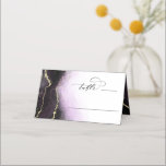 Ethereal Mist Ombre Amethyst Wedding Table Number Place Card<br><div class="desc">Ethereal Mist Ombre Amethyst Purple Watercolor Moody Wedding Design with hand painted watercolor misty wash fading background texture, gold foil look veining lines, and trails of confetti dots and edges. A trendy and Modern Look for any season, with soft dreamy color palette : Black, Ultra Violet, purple, White, and gold,...</div>