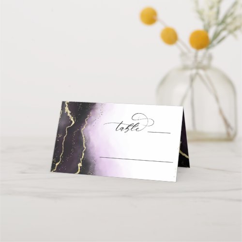 Ethereal Mist Ombre Amethyst Wedding Table Number Place Card