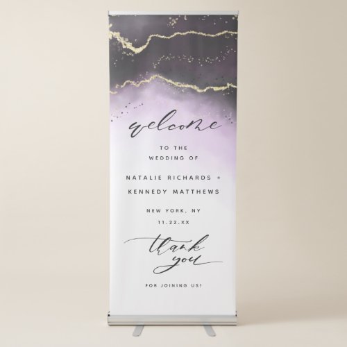 Ethereal Mist Ombre Amethyst Wedding Welcome Retractable Banner