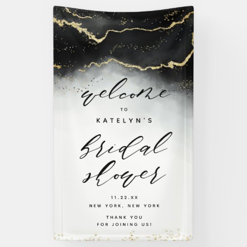 Ethereal Mist Ombre Black Bridal Shower Welcome Banner