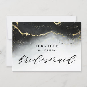 Ethereal Mist Ombre Black Gray Bridesmaid Proposal