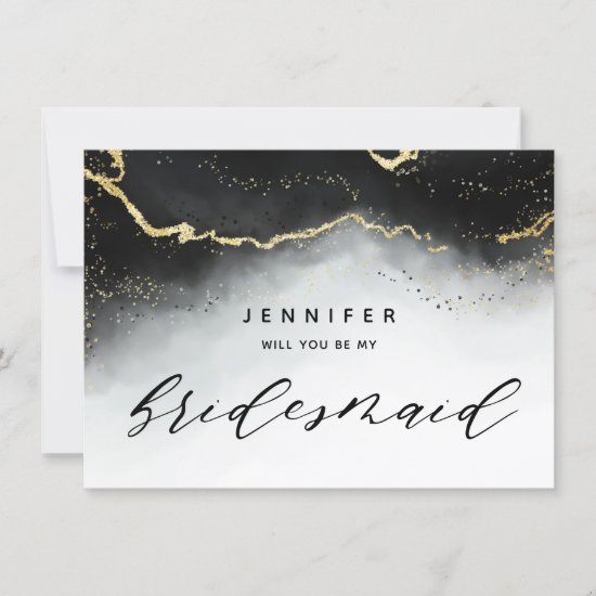 Ethereal Mist Ombre Black Gray Bridesmaid Proposal