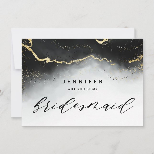 Ethereal Mist Ombre Black Gray Bridesmaid Proposal (Front)