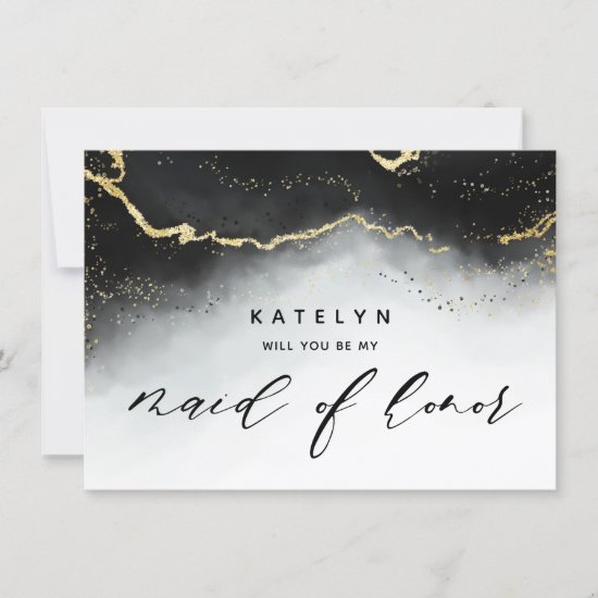 Ethereal Mist Ombre Black Maid of Honor Proposal