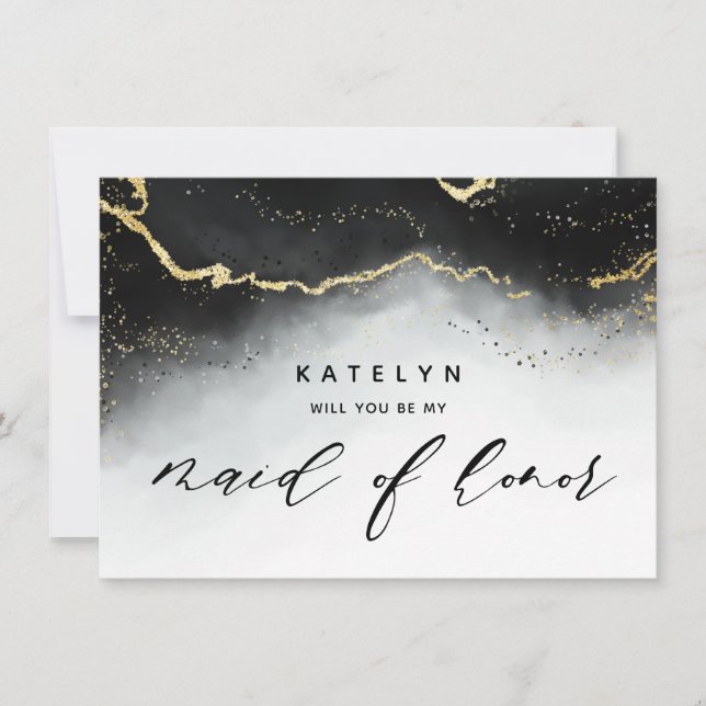 Ethereal Mist Ombre Black Maid of Honor Proposal (Front)