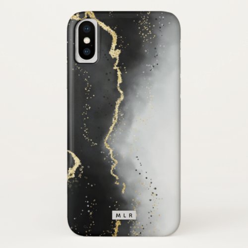 Ethereal Mist Ombre Black Moody Gilded Monogram iPhone XS Case