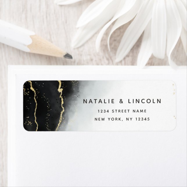 Ethereal Mist Ombre Black Moody Return Address Label (Insitu)