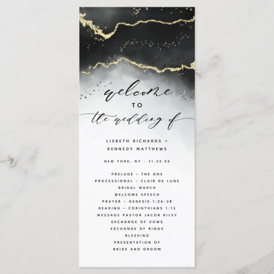 Ethereal Mist Ombre Black Moody Wedding Ceremony Program