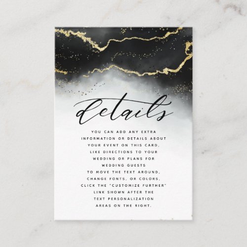 Ethereal Mist Ombre Black Moody Wedding Details Enclosure Card