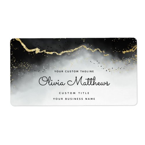 Ethereal Mist Ombre Black Watercolor Business Label