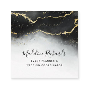 Ethereal Mist Ombre Black Watercolor Moody Modern Square Business Card
