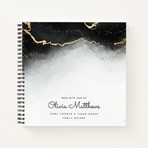 Ethereal Mist Ombre Black Watercolor Moody Recipe Notebook
