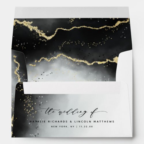 Ethereal Mist Ombre Black Watercolor Moody Wedding Envelope
