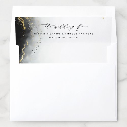 Ethereal Mist Ombre Black Watercolor Moody Wedding Envelope Liner