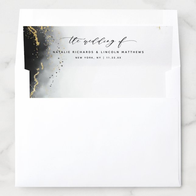 Ethereal Mist Ombre Black Watercolor Moody Wedding Envelope Liner (In Envelope)