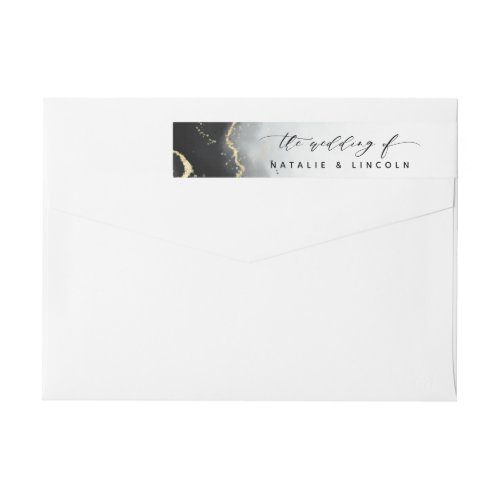 Ethereal Mist Ombre Black Watercolor Moody Wedding Wrap Around Label