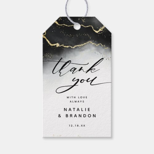 Ethereal Mist Ombre Black Watercolor Thank You Gift Tags