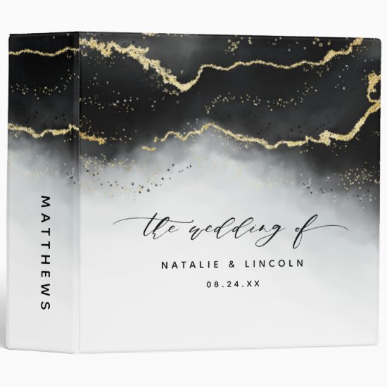 Ethereal Mist Ombre Black Wedding Photo Album 3 Ring Binder