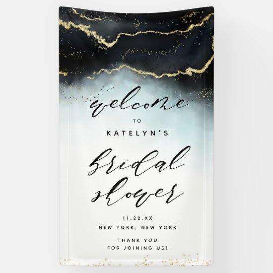 Ethereal Mist Ombre Blue Bridal Shower Welcome Banner