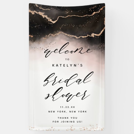 Ethereal Mist Ombre Blush Bridal Shower Welcome Banner