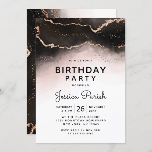 Ethereal Mist Ombre Blush Pink Birthday Party Invitation