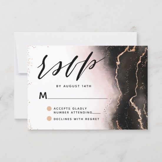 Ethereal Mist Ombre Blush Pink Edgy Moody Wedding RSVP Card
