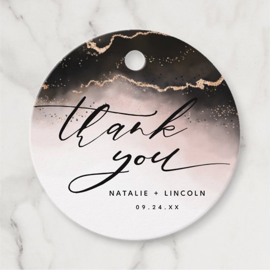 Ethereal Mist Ombre Blush Pink Luxury Thank You Favor Tags
