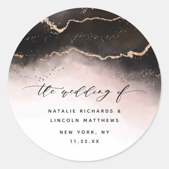 Ethereal Mist Ombre Blush Pink Mood Aurora Wedding Classic Round Sticker
