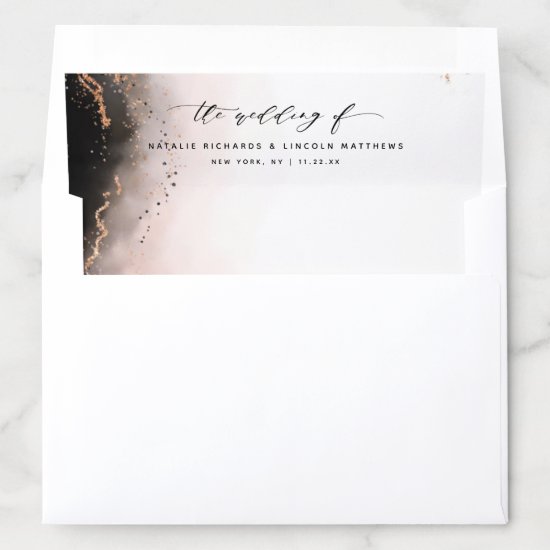 Ethereal Mist Ombre Blush Pink Watercolor Wedding Envelope Liner