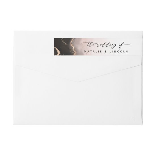 Ethereal Mist Ombre Blush Pink Watercolor Wedding Wrap Around Label