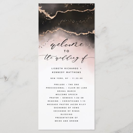 Ethereal Mist Ombre Blush Pink Wedding Ceremony Program